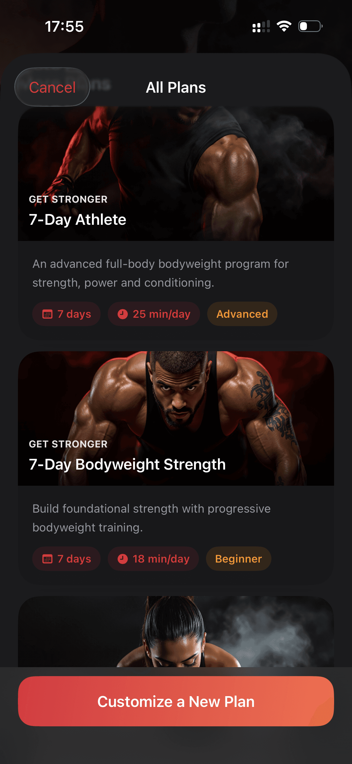 All Plans Screen 2 in the Fitnic iOS app