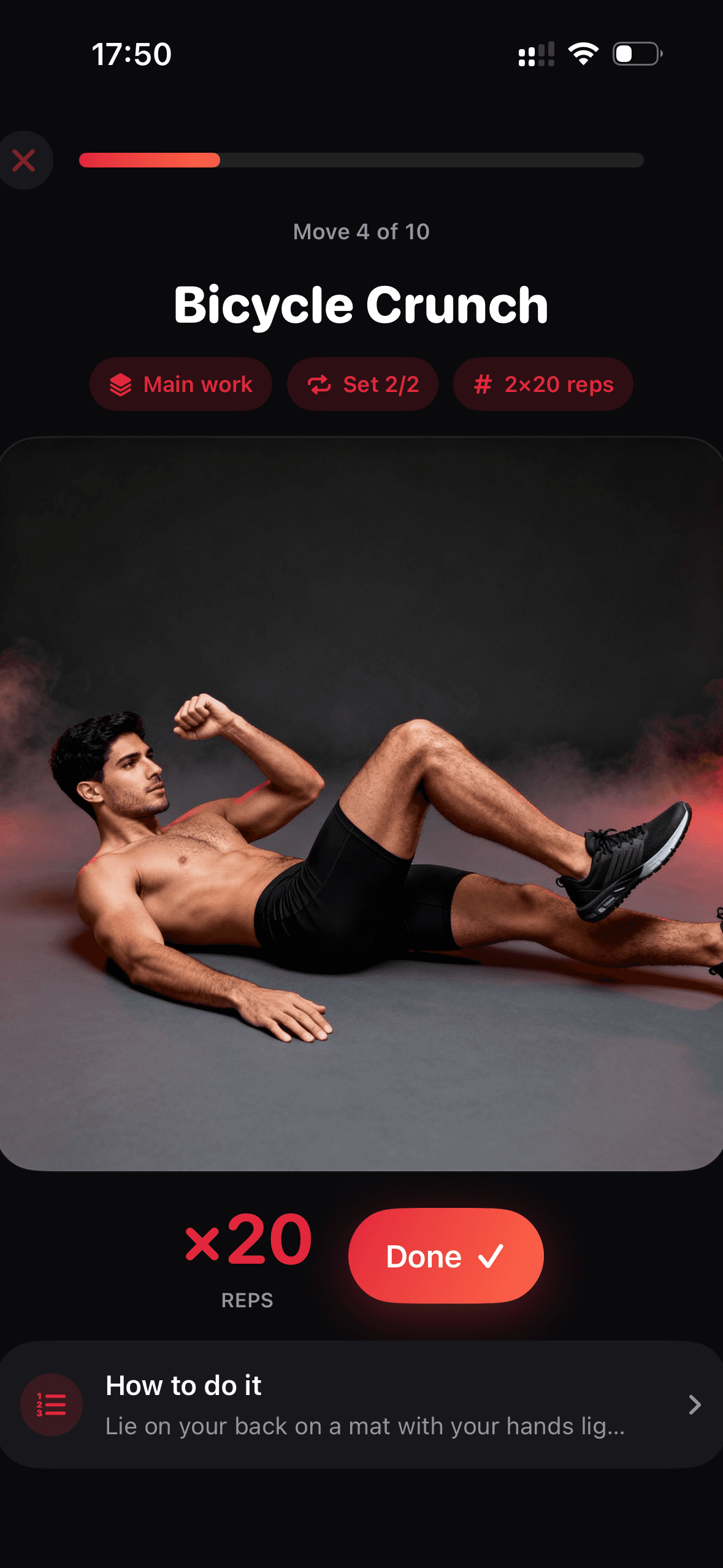 Workout Exercise 2 in the Fitnic iOS app