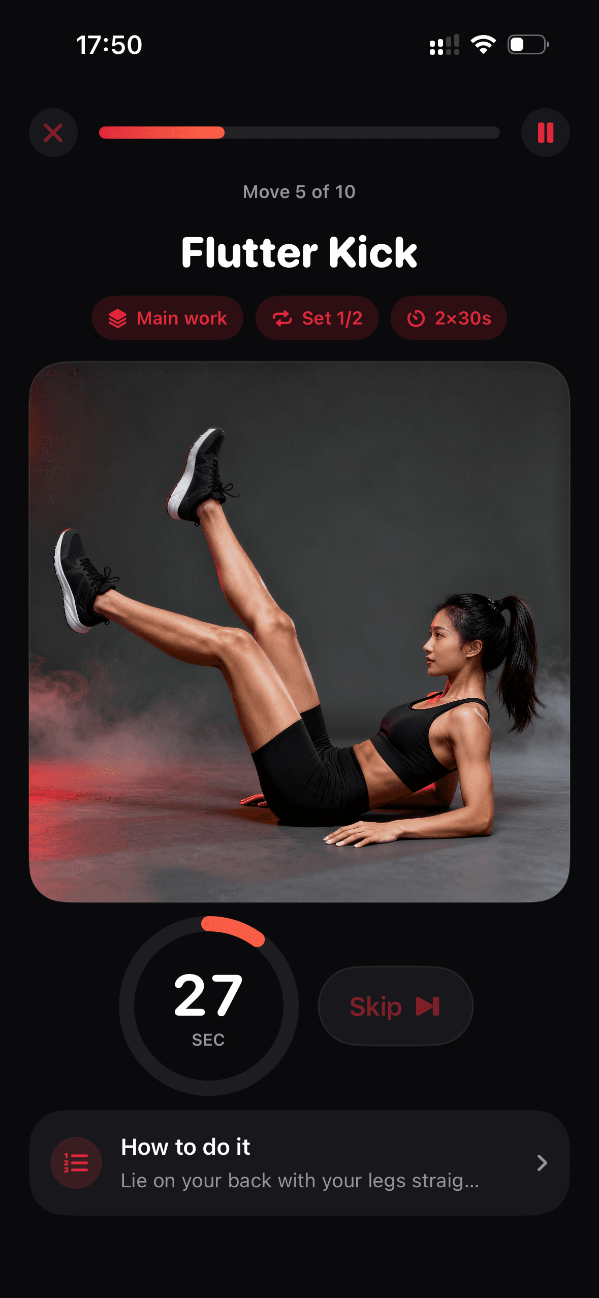 Workout Exercise 3 in the Fitnic iOS app